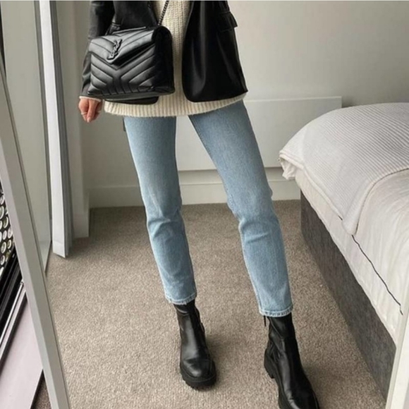 Zara low heeled lug sole black ankle boots Booties - Picture 6 of 15